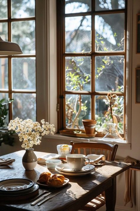 Slow Morning Aesthetic, Cottage In The Forest, Cozy Kitchens, Breakfast Nook Ideas, Slow Morning, Morning Aesthetic, Nook Ideas, Diy Kitchen Renovation, Perfect Morning