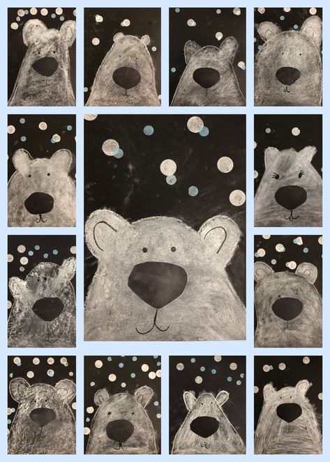 1st Grade Polar Bears Polar Bear Anchor Chart, Polar Bear Bulletin Board Ideas, Polar Bear Art For Kids, Winter Animal Crafts, Polar Bear Craft, Polar Bear Art, Kindergarten Projects, Winter Art Projects, Winter Kindergarten