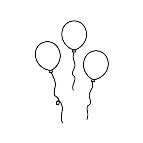 Illustration of party balloons | premium image by rawpixel.com / Sicha Balloon Outline, Balloon Sketch, Balloons Drawing, Balloon Drawing, Balloon Vector, Balloon Illustration, Mini Doodle, White Balloons, Continuous Line