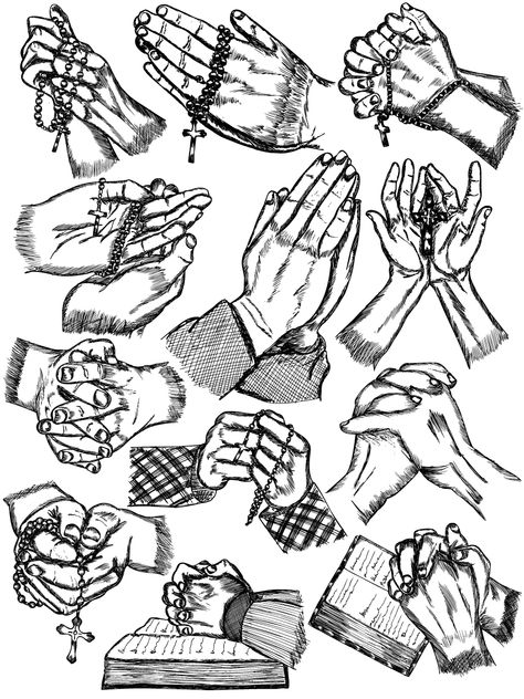 Hand Drawn Praying Hands Female Hand Drawing, Praying Hands Drawing, Hands Vector, Praying Hands Tattoo, Hand Drawing Reference, Hand Reference, Praying Hands, Small Drawings, Hand Sketch