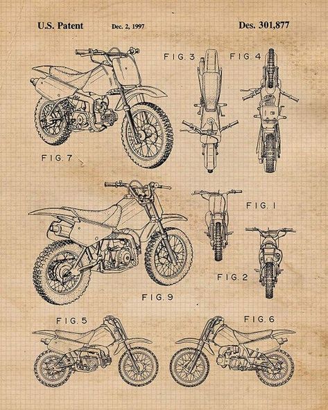 Want to get a unique present for Motorcycle enthusiast or fan in your life and show off your mad gift giving skills?Get this retro set of iconic Honda, Yamaha, Kawasaki, KTM motocross Dirt Bike patents artwork reinterpreted to capture the spirit of innovation, sports, and hand crafted to infuse the classic, vintage feel and personal touch by our award winning artist in North Carolina. #honda #carposters Pink Dirt Bike, Dirt Bike Tattoo, Bike Birthday Parties, Man Cave Shop, Ktm Motocross, Dirt Bike Party, Dirt Bike Birthday, Motorcycle Tattoo, Bike Tattoos