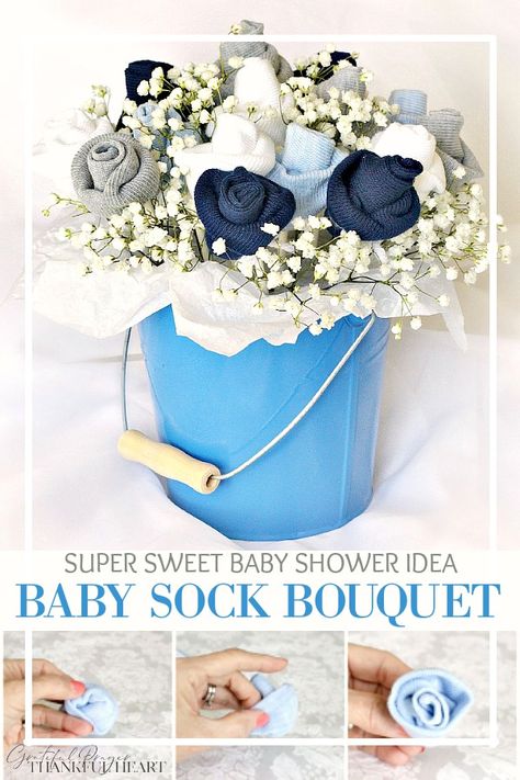 Baby Sock Flowers How To Make, Grandmother Names, Baby Socks Flowers, Pretty Snowflakes, Baby Socks Roses, Sock Bouquet, Baby Shower Bouquet, Baby Sock Bouquet, Sweet Baby Shower Ideas