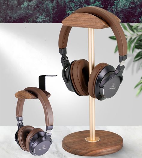 Headphones Stand, Wood Headphones, Headset Stand, Headphone Stand, Headphone Holder, Headphone Stands, Creative Display, Office Accessories, Black Walnuts