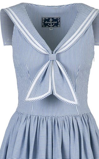 Sailor Styled A Line Dress by LENA HOSCHEK for Preorder on Moda Operandi Nautical Outfits, Country Attire, Lena Hoschek, Resort Outfit, Modern Vintage Fashion, Sailor Fashion, Stripe Outfits, Frocks For Girls, Over 50 Womens Fashion