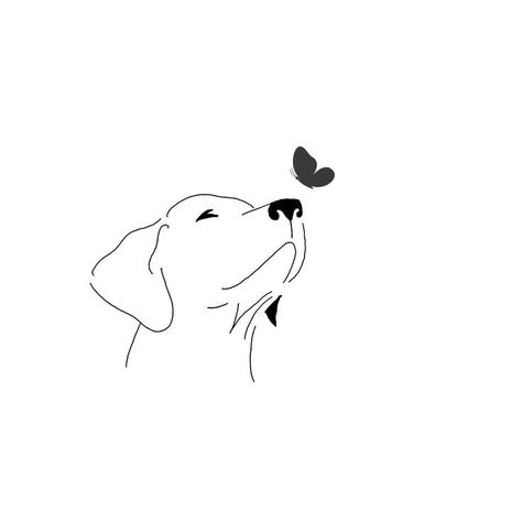 Dog With Butterfly On Nose Tattoo, Dog And Butterfly Drawing, Minimal Tattoo Designs, Minimal Tattoo Ideas, Animal Tattoo Ideas, Dog Line Art, Paw Tattoo, Trash Polka Tattoo, Nose Drawing