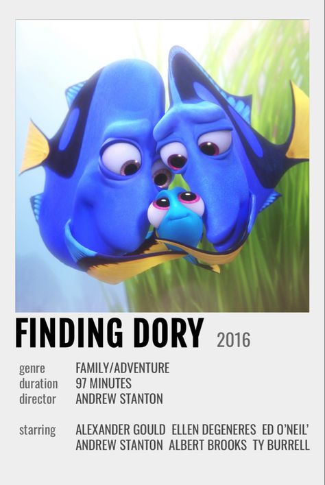 Ed O Neill, Polaroid Poster, Finding Dory, Poster Minimalist, Ellen Degeneres, Family Adventure, Disney Animation, Movie Poster, Disney