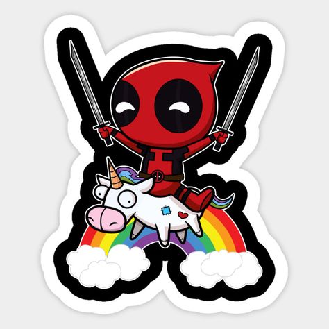 Deadpool Unicorn, Deadpool Cartoon, Deadpool Stickers, Chibi Unicorn, Deadpool Wallpaper, Tumblr Stickers, Girl Stickers, Cool Stickers, Vinyl Art