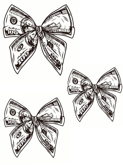 Money Bow Tie Tattoo, Money Bow Tattoo, Bow Tie Tattoo, Bow Tattoo Designs, Garter Tattoo, La Tattoo, Gangsta Tattoos, Money Tattoo, Ribbon Tattoos