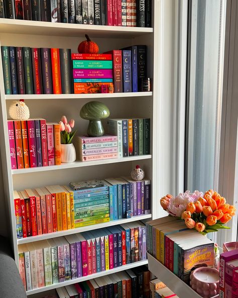 Lil bookshelf tour 🫶🏻💓🏹🌿 QOTD: how do you organize your books? (Author/ genre/ colour/ vibes?) . . . . #bookshelf #bookshelfdecor #bookshelfie #books #reader #bookaesthetic #beautifulbooks #prettybooks #aestheticbooks #bookstack How To Organize Bookshelves, Organize Bookshelves, Book Corner Ideas Bedroom, Bookshelf Goals, Bookshelf Tour, Bookshelves Aesthetic, Book Goals, Bookshelf Inspo, Dream Home Library