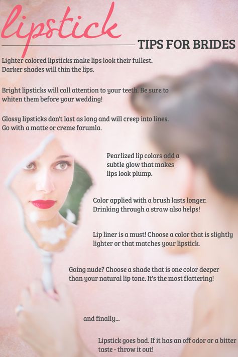 Bride Lipstick, Lipstick Tips, Tips For Brides, Amazing Wedding Makeup, Bridal Makeup Tips, Make Up Designs, Wedding Makeup Bride, Wedding Hairstyles And Makeup, Glossier Lipstick