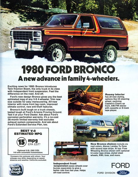 Ford's full size SUV April 1980 | by Lance & Cromwell back from a Road Trip Classic Ford Broncos, Automobile Advertising, Built Ford Tough, Ford Lincoln Mercury, Ford Pickup Trucks, Old Fords, Ford Classic Cars, Car Advertising, Ford Pickup