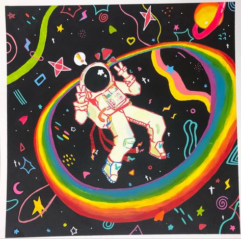 Space Posca Art, Posca Pens Graffiti, Astronaut Oc Art, Aesthetic Space Drawings, Space Theme Art, Space Galaxy Art, Space Pop Art, Space Graffiti, Posca Pen Art