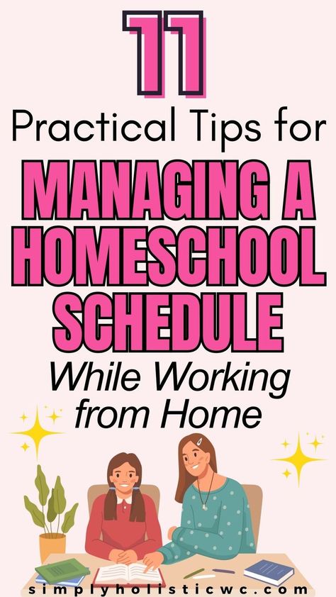 11 Creative Tips for Juggling a Homeschool Schedule While Working from Home. Mom teaching child Work From Home Homeschool Mom Schedule, Block Schedule Homeschool, Homeschool Mom Schedule, Homeschool Schedule Template, Homeschool Daily Schedule, Classical Homeschool, Homeschool Tips, Homeschool Elementary, Homeschool Schedule