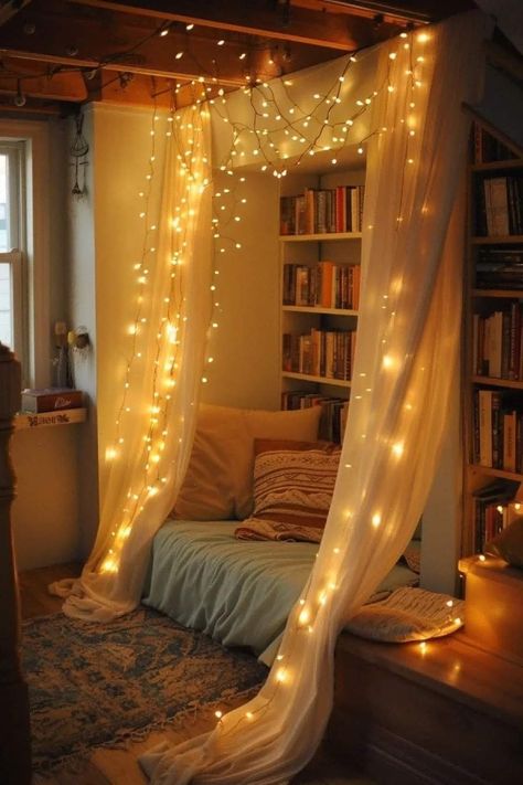 Bedroom Library Ideas, Reading Nook Closet, Kids Nook, Colored Books, Dream Home Library, Library Rooms, Reading Nook Ideas, Home Library Rooms, Future Library