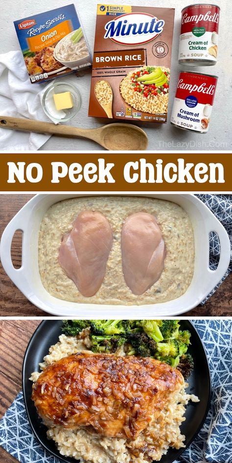 Chicken Rice Dinner, Creamy Chicken Rice, Forgotten Chicken, No Peek, Casserole Healthy, One Pan Meal, Creamy Chicken And Rice, Rice Dinner, Easy Chicken Dinner Recipes