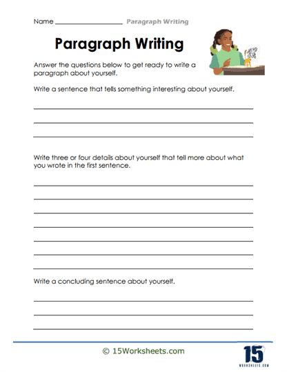 Paragraph Writing #7 Worksheet - 15 Worksheets.com About Myself Worksheet, Paragraph Writing Worksheets, Paragraph Worksheets, English Assignment, Writing Exercise, Personal Writing, Paragraph Writing, Writing Exercises, About Myself