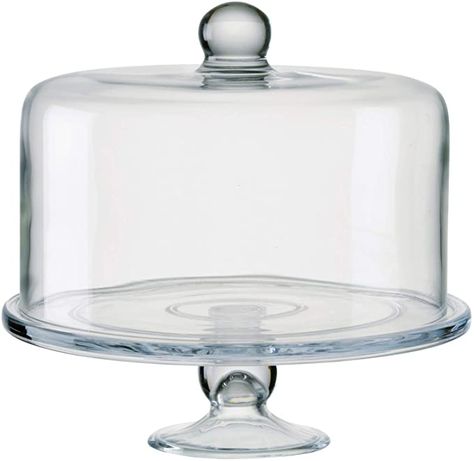 Simplicity Cake Stand with Straight Sided Dome : Amazon.co.uk: Home & Kitchen Cake Plate With Dome, Glass Cake Dome, Footed Cake Plate, Cake Storage, Cake Stand With Dome, Cake Dome, Dessert Aux Fruits, Glass Cake, Handmade Cake