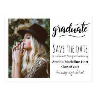 Typography Graduation Party | Save The Date Photo Postcard Graduation Save The Date, Graduation Display, Party Save The Date, Graduate Photo, Graduation Templates, Gold Typography, Date Photo, Photo Save The Date, Save The Date Photos