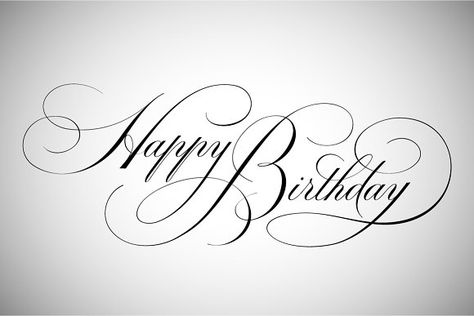 Happy Birthday Lettering by vatesdesign on @creativemarket Happy Birthday In Cursive, Happy Birthday Calligraphy, Happy Birthday Writing, Happy Birthday Font, Copperplate Calligraphy, Happy Birthday Lettering, Hand Lettering Alphabet, How To Write Calligraphy, Birthday Letters