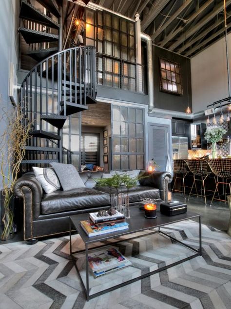 French House Interior, New Yorker Loft, Fun Interior, Urban Industrial Decor, Industrial Style Living Room, Industrial Style Kitchen, Indian Interiors, Industrial Design Furniture, Industrial Livingroom