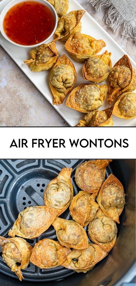 Have you ever thought of making wontons using your Air Fryer? When cooking wontons in the Air Fryer they come out deliciously crispy on the outside, keeping the inside moist and flavorful. These make for a great appetizer, side, or snack! Air Fryer Wontons, Gourmet Appetizers, Tofu Recipes Vegan, Vegan Party Food, Wonton Recipes, Vegan Party, Vegan Tofu, Traditional Recipes, Amazing Appetizers