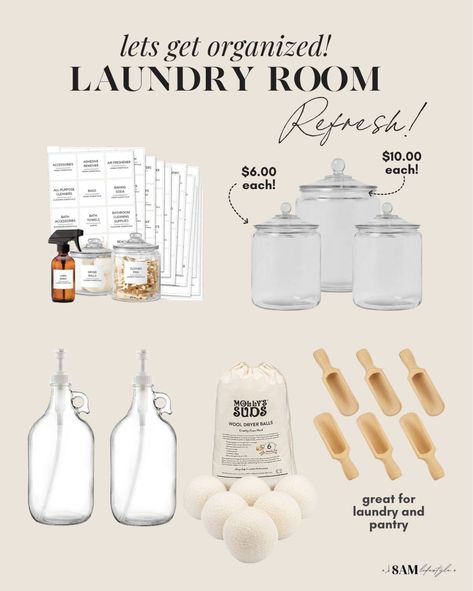 Target Laundry Room Organization, Laundry Organization Detergent, Laundry Room Ideas Organization Cabinets, Pretty Laundry Detergent Storage, Laundry Room Organization Amazon, Laundry Room Organization Containers, Glass Jars Laundry Room, Laundry Pod Organization, Pretty Laundry Room Organization