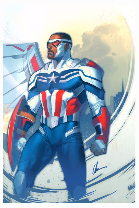 Falcon Captain America, Winter Soldier Marvel, Falcon And Winter Soldier, Captain America Suit, Falcon Marvel, Captain America Art, Drawing Superheroes, Bd Art, Avengers Art