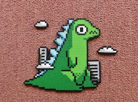 Long Black Fingers : Little Godzilla Perler Bead Pac Man Perler Beads, Black Fingers, Hamma Beads Ideas, Arte Nerd, Pixel Beads, Perler Ideas, Pearl Beads Pattern, Easy Perler Beads Ideas, Fuse Bead Patterns