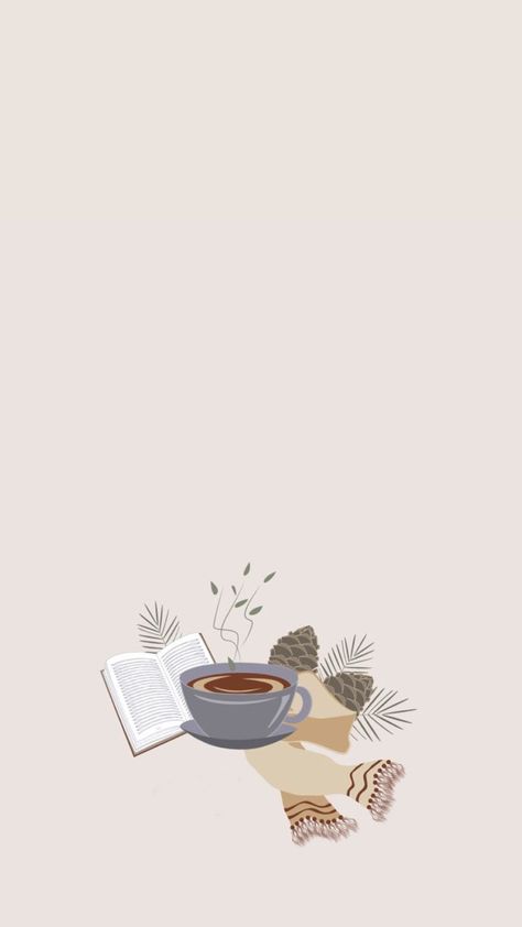 Minimal Book, Fall Illustration, Wallpaper Autumn, Autumn October, Paper Background Design, Book Wallpaper, Girly Art Illustrations, Iphone Background Wallpaper, Coffee And Books