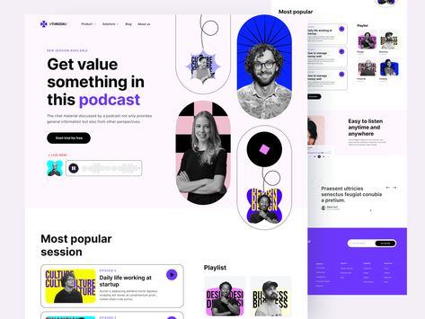 Podcast Platform - Landing Page by Bagas Prayogo for Morva on Dribbble Best Ux Design, Pretty Web Design, Webpage Design Layout, Podcast Website, Web Design Websites, Web Design Examples, Website Images, Website Design Layout, App Design Inspiration