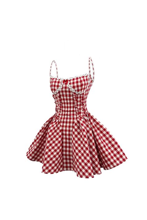 This vintage-inspired dress features a classic plaid pattern and delicate flower beads Material: Soft polyester-cotton blend Pattern: Classic plaid with ruffle accents Silhouette: Fitted A-line for a flattering shape Length: Mini dress Occasion: Perfect for parties, casual outings, or fairytale-inspired looks Red And White Plaid Dress, Plaid Halloween Costume, Cute Mini Dresses Casual, Red Coquette Dress, Red Coquette Outfit, Cute Vintage Dresses, Red Plaid Outfit, Sundress Aesthetic, Plaid Dress Outfit