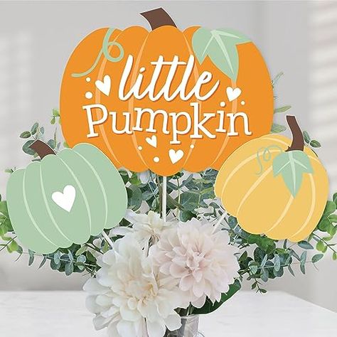 Baby Shower Little Pumpkin, Candy Buffet Baby Shower, Pumpkin Patch Birthday, Fall Birthday Party, Pumpkin Table Decorations, Baby Shower Table Centerpieces, Fall Birthday Parties, Baby Shower Candy, Gender Reveal Party Decorations