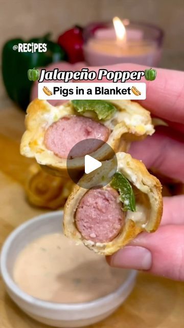 Recipes on Instagram: "Take your two favorite appetizers and put them into one!🤯😍 These Jalapeño Popper Pigs in a Blanket offer the flavor and fun at football Sunday!🔥🌭 Would you try these??🤩 #jalapenopoppers #pigsinablanket #piggypops #hotdog #smokies #jalapeno #cheesy #apps #idea #gameday #football #sunday #superbowl #party #food #savory #recipe #easyrecipes #fyp" Piggies In A Blanket, Football Sunday, Pigs In A Blanket, Jalapeno Poppers, Favorite Appetizers, You Tried, Hot Dogs, Easy Meals