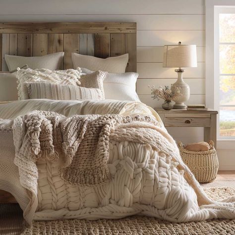 21+ Farmhouse Bedroom Ideas That Mix Comfort with Style • 333+ Images • [ArtFacade] Cosy Farmhouse Bedroom, Farmhouse Comforter Sets, Bedroom Improvement Ideas, Rustic Bedroom Ideas, Farmhouse Bedroom Ideas, Bold Bedroom, Countryside Living, Farmhouse Bed, Calm Color Palette