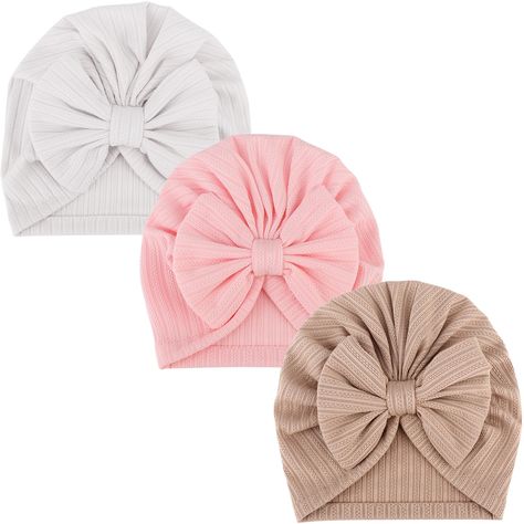 PRICES MAY VARY. Material: These bow turban hats for baby girls crafted from high-quality polyester which is super stretchy, soft, and incredibly comfortable for your baby. What's more, the lightweight, stretchy fabric can make the baby’s sweet little head stay comfortable. Size: Measuring approximately 17cm/6.7 inches in width and 16cm/6.3 inches in height, these baby girl turban hats are designed to be soft and stretchable for babies girls aged 3-12 Months. Color: There are multiple choices wi Newborn Bow Hat, Baby Hospital Hat, Baby Turban Hat, Girl Hats, Newborn Hospital Hats, Newborn Beanie, Cute Nursery, Newborn Hats