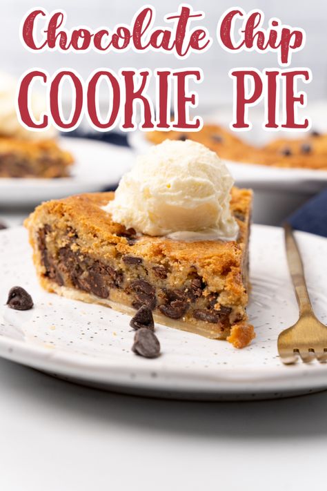 Chocolate Chip Cookie Pie Recipe, Cookie Pie Recipe, Chocolate Chip Cookie Pie, Cookie Dough Filling, Chocolate Chip Pie, Gooey Chocolate Chip Cookies, Tasty Chocolate Cake, Homemade Butter, Chocolate Dessert Recipes