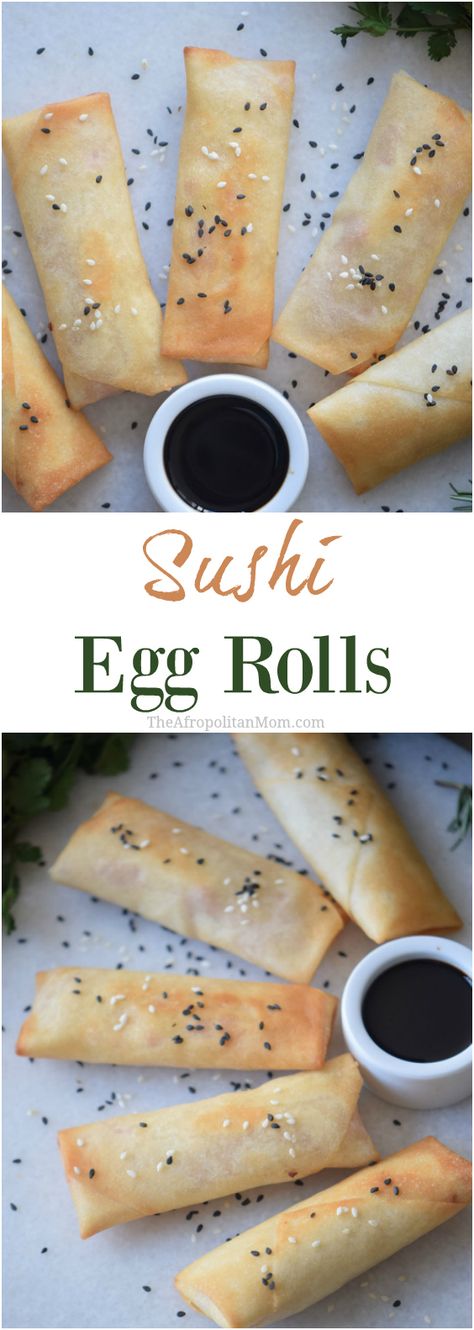 Homemade Sushi Egg Rolls an Easy finger food recipes for a crowd. Perfect for a family gathering or large parties. No more takeaways. Appetizers For Party Finger Foods, Food Recipes For A Crowd, Easy Finger Food Recipes, Easy Finger Food, Appetizers Easy Dips, Finger Food Recipes, Good Drinks, Homemade Sushi, Egg Roll Recipes