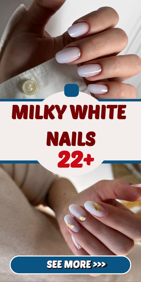 Enhance your nail style with our classy milky white nails, ideal for trend-setting and fashion-forward women! Whether you fancy a pearly sheen or a smooth texture, these nails will bring a modern touch of sophistication to your appearance. Embrace the allure of simplicity with nails radiating elegance and refinement. #MilkyWhiteNails #TrendyManicure Add a trendy twist to your nail game with our chic milky white nails! White Milky Nails Acrylic, Milky White Nails, White Gel Nails, Elegant Manicure, Milky Nails, Nail Design Inspiration, Nail Style, White Nail Designs, Almond Nail