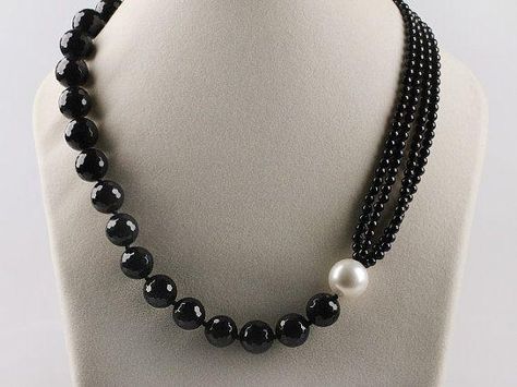 Craft ideas 11082 - Pandahall.com Asymmetrical Necklace, Beads Charms, Black Necklace, Diy Schmuck, Bead Jewellery, Bijoux Diy, Cool Stuff, Hand Made Jewelry, Fashion Jewellery