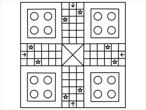 Ludo Drawing, Ludo Printable, Diy Ludo Board Game, Ludo Game Design, Ludo Board Game Template, Kindergarten Test, Ludo Board, Ludo Game, Sticky Notes Book