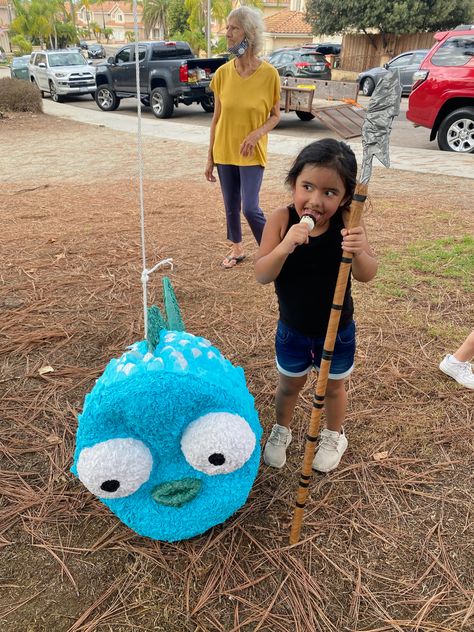 Custom Giuseppe Goatfish Pinata for Luca 5th Birthday Party - Custom made spear Pinata Stick Luca Pinata, Luca Party Decorations, Disney Luca Birthday Party Ideas, Luca Theme Birthday Party, Luca Birthday Party Ideas, Luca Party, Luca Birthday, Pixar Party, Pinata Stick