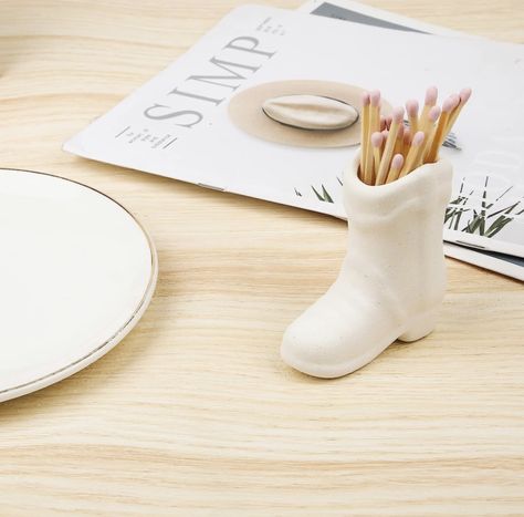 Cowboy Boot Match Holder, Lovely Ceramic Boot Match Holder with Striker Indoor Decoration Accessory for Bathroom Bedroom Kitchen (White) Boot Match Holder, Match Holder With Striker, Matches Holder, Cowgirl Room, Match Jar, Simple Home Decoration, Jewelry Organizer Stand, Cool Dorm Rooms, Stocking Stuffers For Her