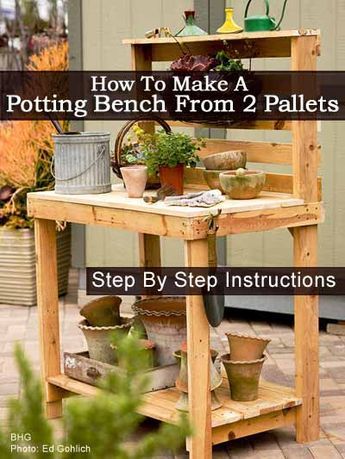 Potting Benches Diy, Zuppa Toscana Soup Olive Garden, Potting Bench Ideas, Pallet Potting Bench, Diy Potting Bench, Potting Bench Plans, Outdoor Potting Bench, Pallet Gardening, Potting Tables