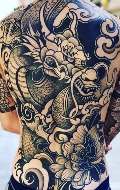 Full Back Dragon Tattoos For Men, Japanese Dragon Back Tattoo Men, Irezumi Tattoos Back, Traditional Japanese Tattoos Yakuza, Japanese Full Back Tattoo Design, Japanese Back Tattoo Women, Japanese Full Back Tattoo, Traditional Japanese Back Tattoo, Yakuza Back Tattoo