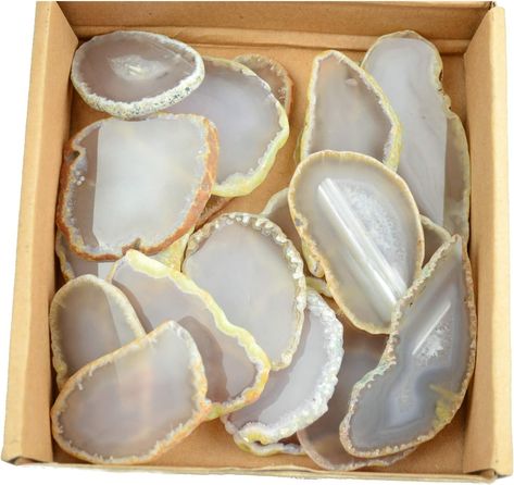 Amazon.com: 30 Pieces Agate Slices Stone Slab 2"-3" in Length for Wedding Name Cards Namecards Place Cards - White/Grey : Home & Kitchen 21 Birthday Dinner, Black And Gold Wedding Theme, Rustic Winery Wedding, Wedding Shopping List, Geode Resin Coasters, Black White And Gold Wedding, Boho Reception, Rustic Winery, Modern Luxury Wedding