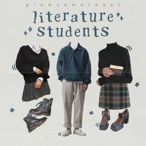 Literature Major Aesthetic Outfit, Literature Student Aesthetic Outfit, Dark Academia Majors, Majors As Outfits, English Major Outfit, English Major Aesthetic Outfit, Students Aesthetic, Literature Student, College Girl Outfits