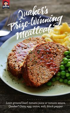 Who knew there were oats in meatloaf? Try Quaker's Prize-Winning Meatloaf recipe and you'll see why. This dinner table surprise will leave everyone satisfied with smiles from ear to ear. Oatmeal Meatloaf Recipes, Quaker Meatloaf, Meatloaf Oatmeal, Prize Winning Meatloaf, Meatloaf With Oats, Gourmet Meatloaf, Meatloaf Oatmeal Recipe, Meatloaf With Oatmeal, Air Fryer Meatloaf