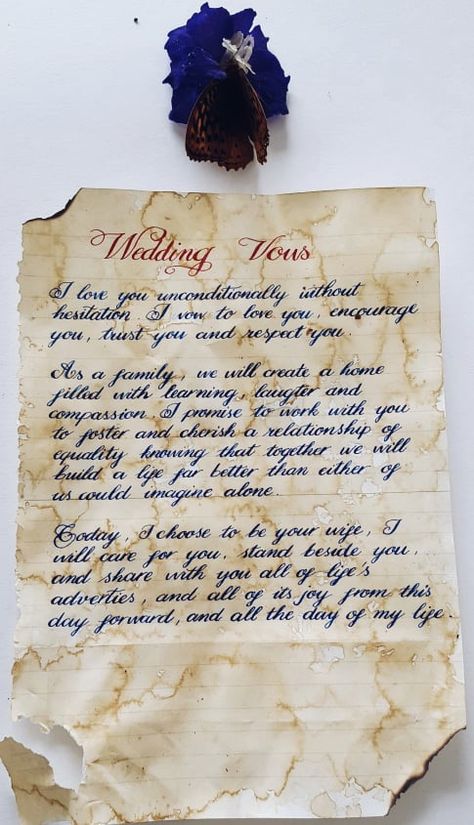 Nowadays in our modern world people usually type messages, which I believe takes away a lot of the meaning. That is why I am here to offer my services! I will write anything and everything you need. Because I want to help you bring beauty, sincerity, and a professional touch to your message. I look forward to hearing from you and providing my services. Letters Handwritten, Writing Wedding Vows, Old Fashioned Love, Calligraphy Paper, Old Letters, Handwritten Calligraphy, Love You Unconditionally, Hand Lettering Tutorial, Flower Letters