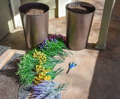 Faux Outdoor Plants, Front Porch Flower Pots, Fake Flowers Decor, Front Porch Flowers, Summer Planter, Outdoor Vases, Spring Planter, Fake Flower Arrangements, Porch Plants