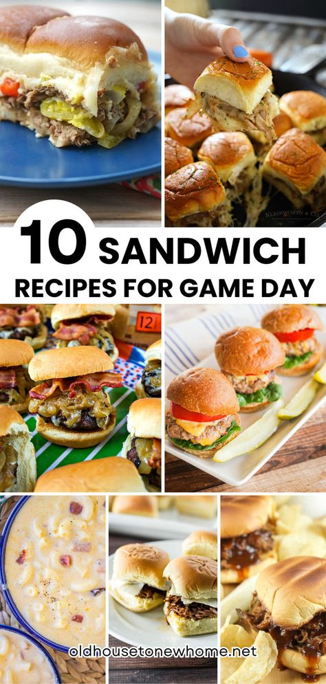 Cooking for your friends or family on game day? These Ten Delicious Sandwich Recipes for Perfect for any Game Day Party! Tailgate Sandwiches Cold, Soups And Sandwiches Party Ideas, Game Day Sandwiches, Gameday Sandwiches, Soup And Sandwich Party Ideas, Tailgating Sandwiches, Cold Sub Sandwich Ideas, Party Sandwiches Ideas, Fun Sandwich Ideas